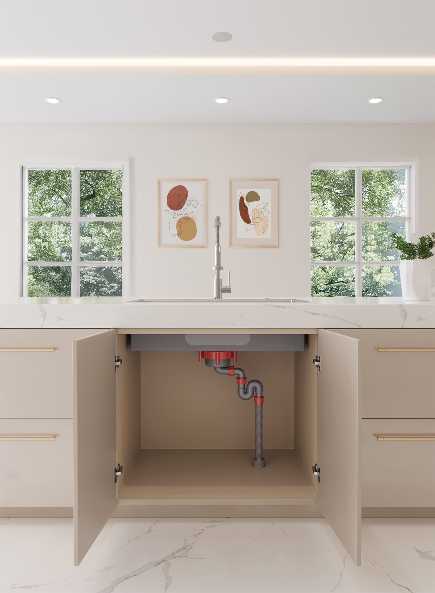 Rumonté Drain Kit installed under a sink